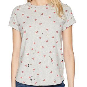 Lucky Brand Allover Hearts Distressed Tee with Mini-Rips